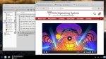 Ecran avec lifearea (flux RSS) et abrowser ouvert sur le site GNU